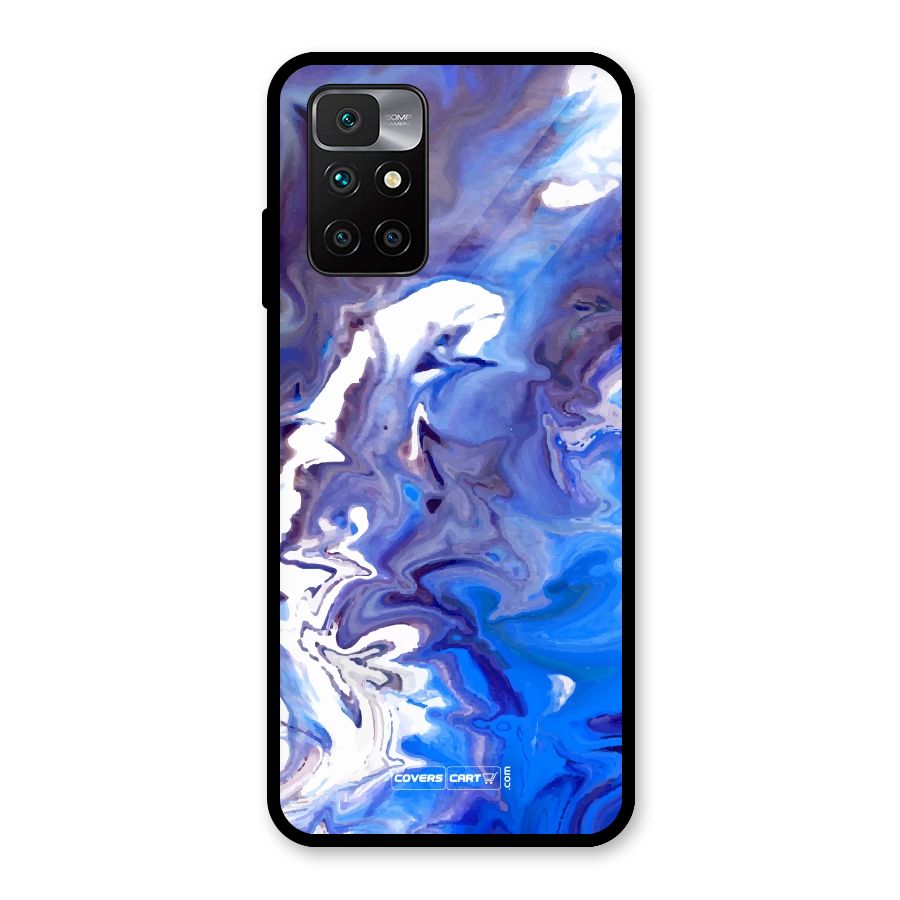 Cool Blue Marble Texture Glass Back Case for Redmi 10 Prime
