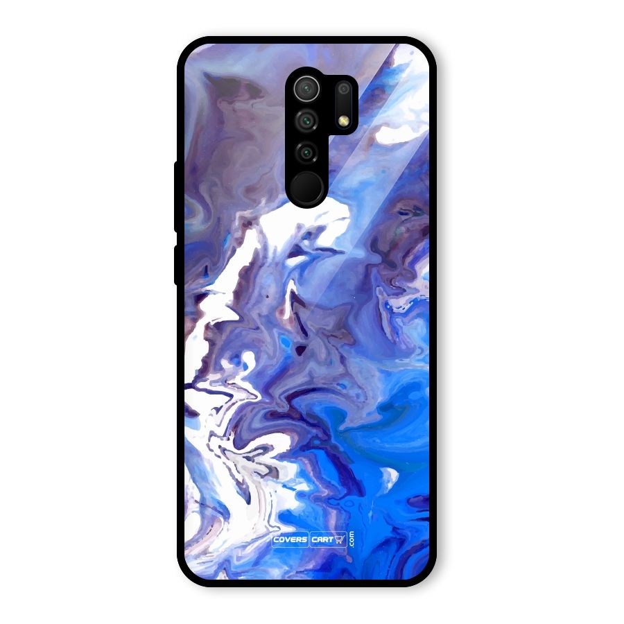Cool Blue Marble Texture Glass Back Case for Redmi 9 Prime