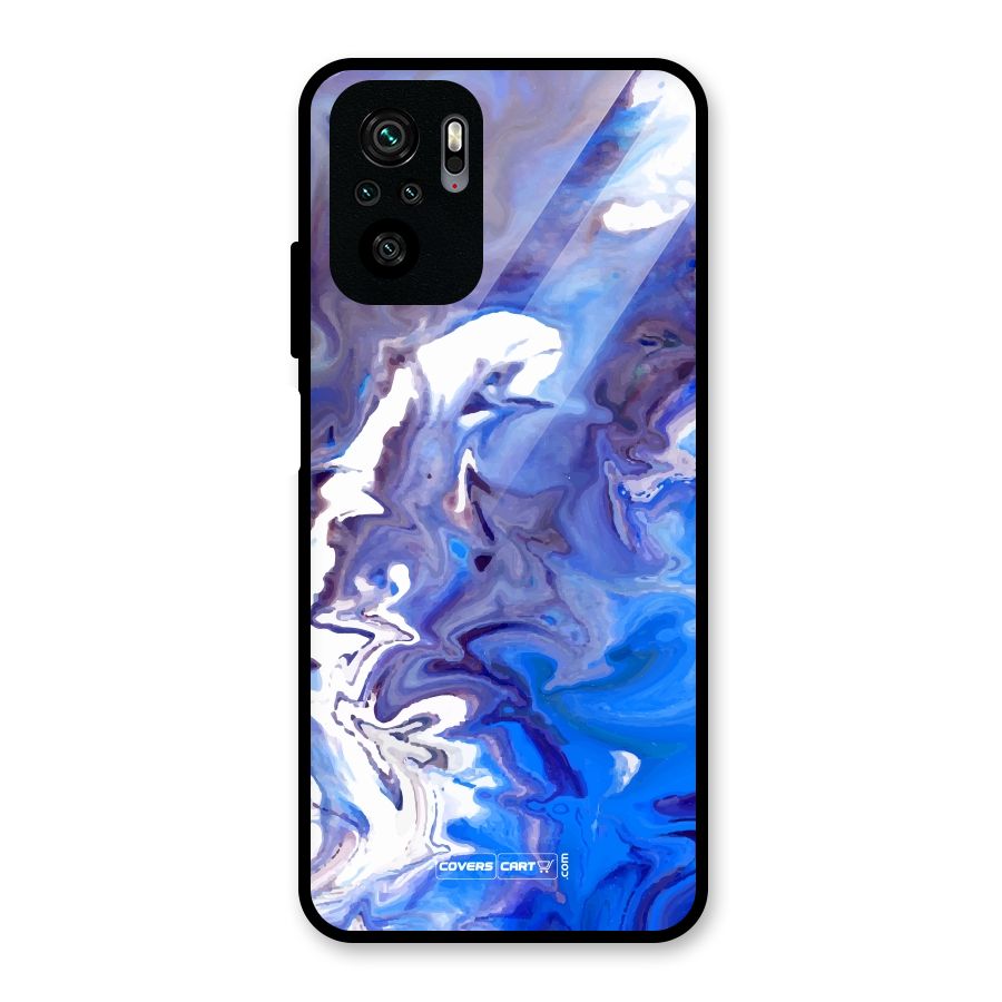 Cool Blue Marble Texture Glass Back Case for Redmi Note 10S