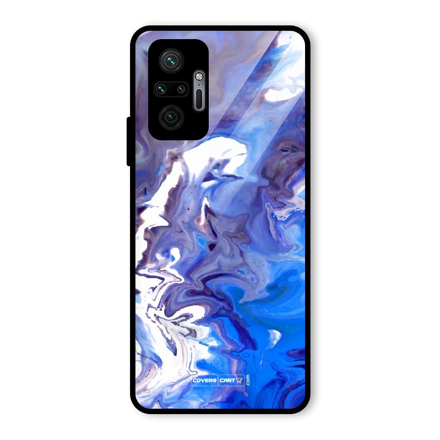 Cool Blue Marble Texture Glass Back Case for Redmi Note 10 Pro Max