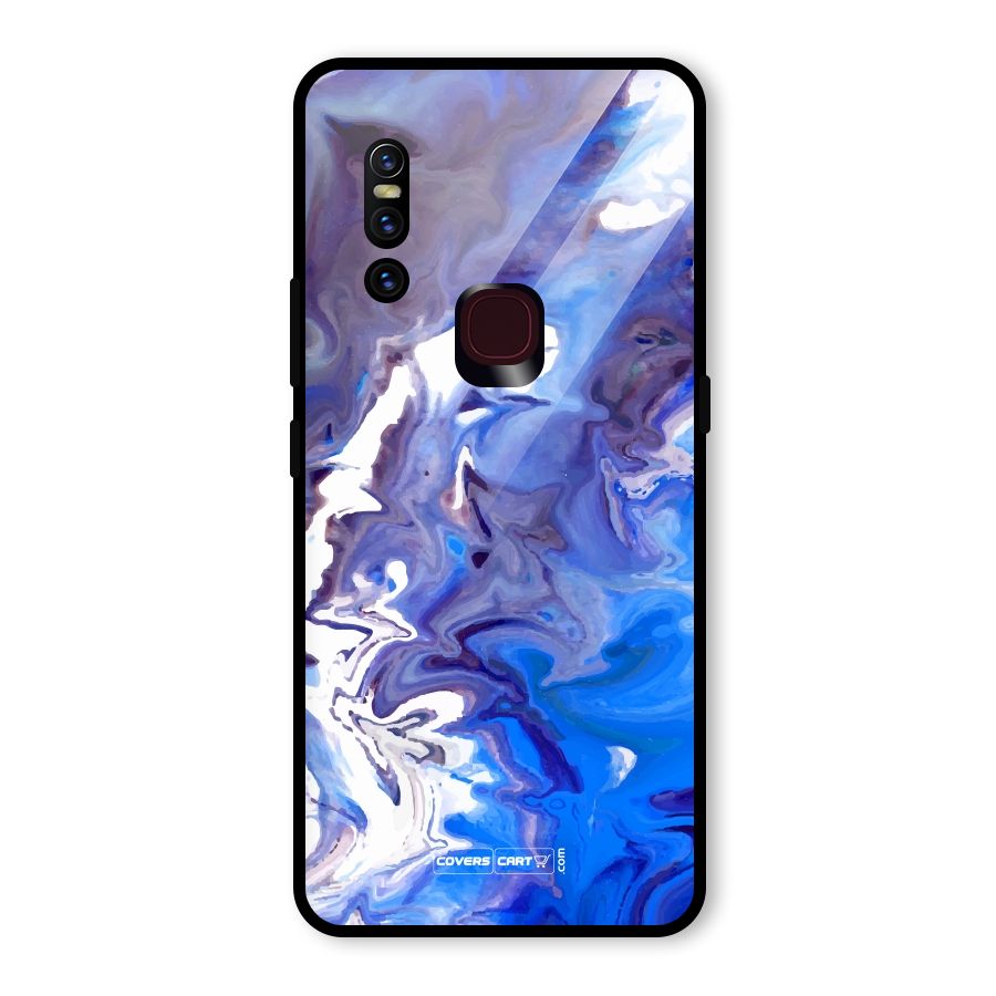 Cool Blue Marble Texture Glass Back Case for Vivo V15