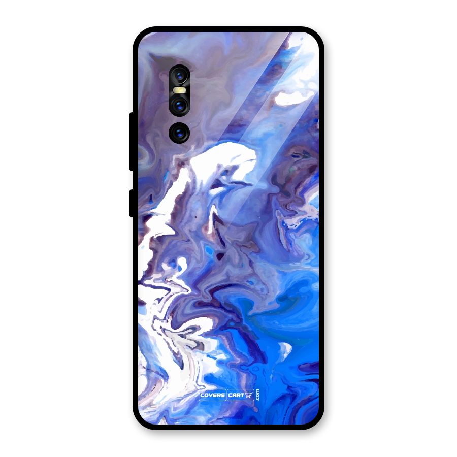 Cool Blue Marble Texture Glass Back Case for Vivo V15 Pro