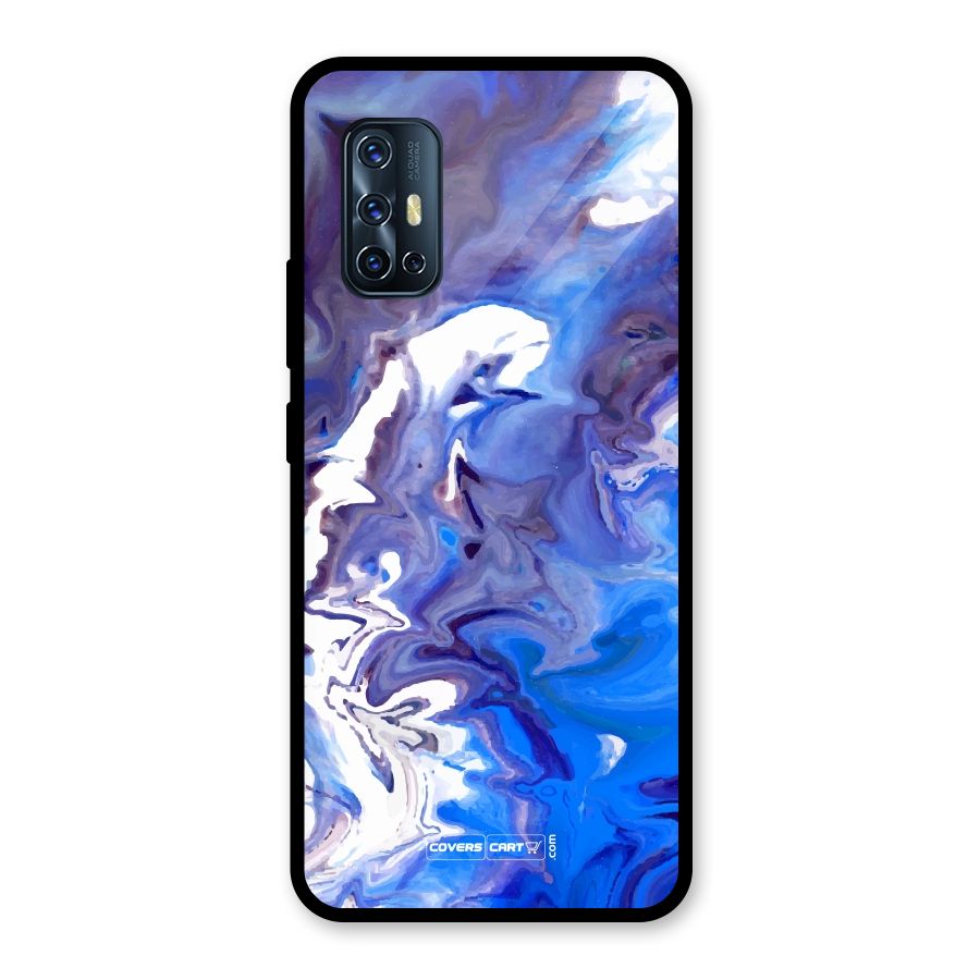 Cool Blue Marble Texture Glass Back Case for Vivo V17
