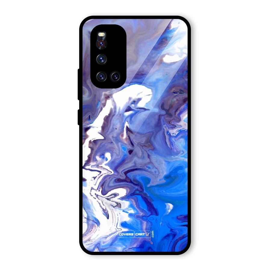 Cool Blue Marble Texture Glass Back Case for Vivo V19