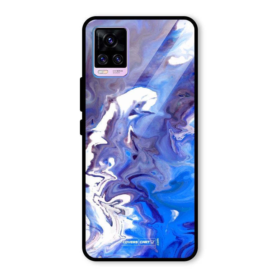 Cool Blue Marble Texture Glass Back Case for Vivo V20 Pro