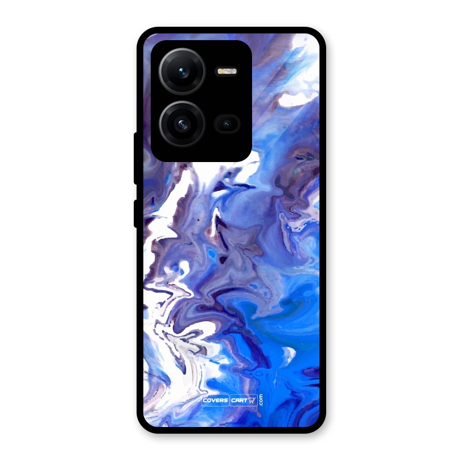 Cool Blue Marble Texture Glass Back Case for Vivo V25