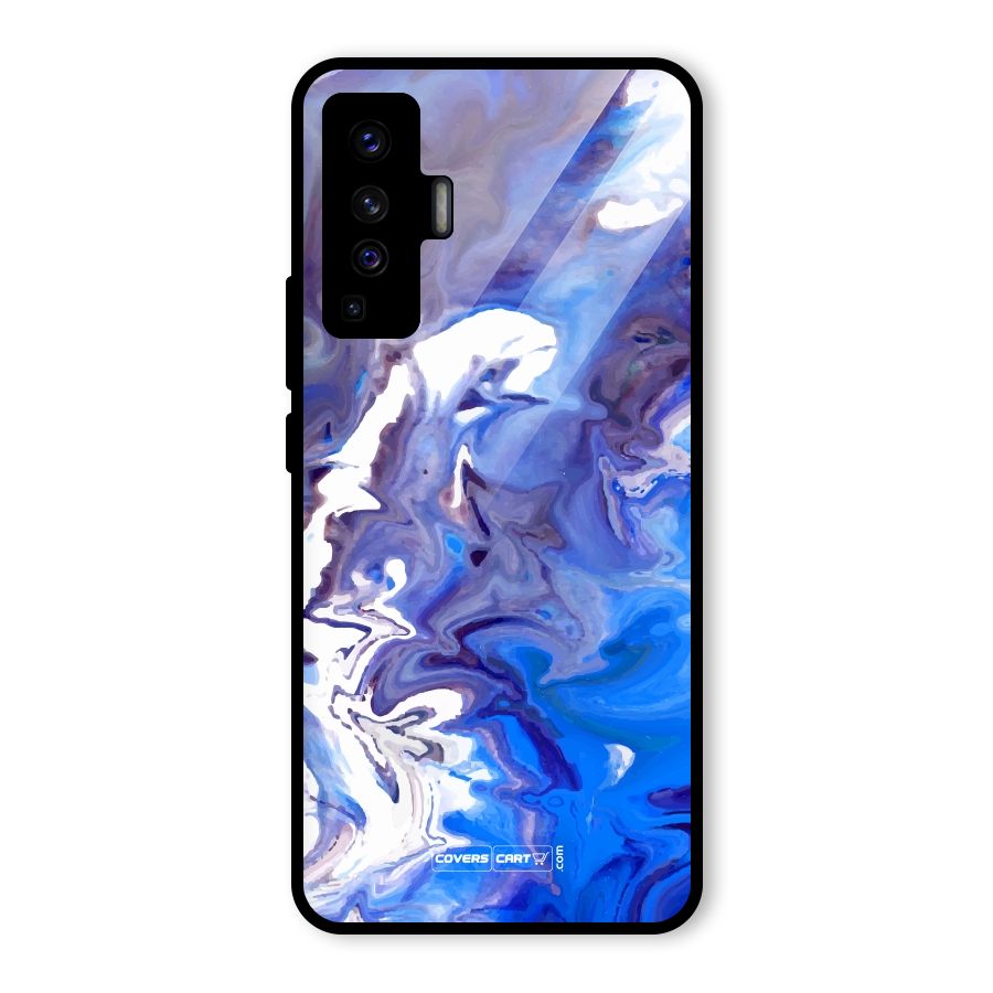 Cool Blue Marble Texture Glass Back Case for Vivo X50