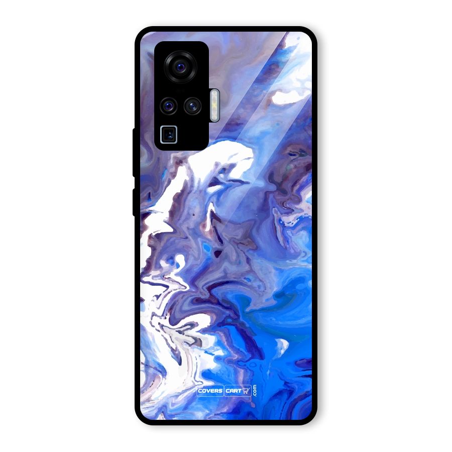 Cool Blue Marble Texture Glass Back Case for Vivo X50 Pro
