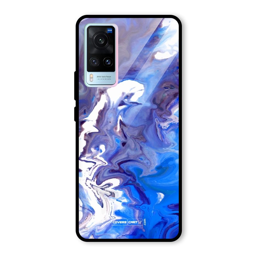 Cool Blue Marble Texture Glass Back Case for Vivo X60