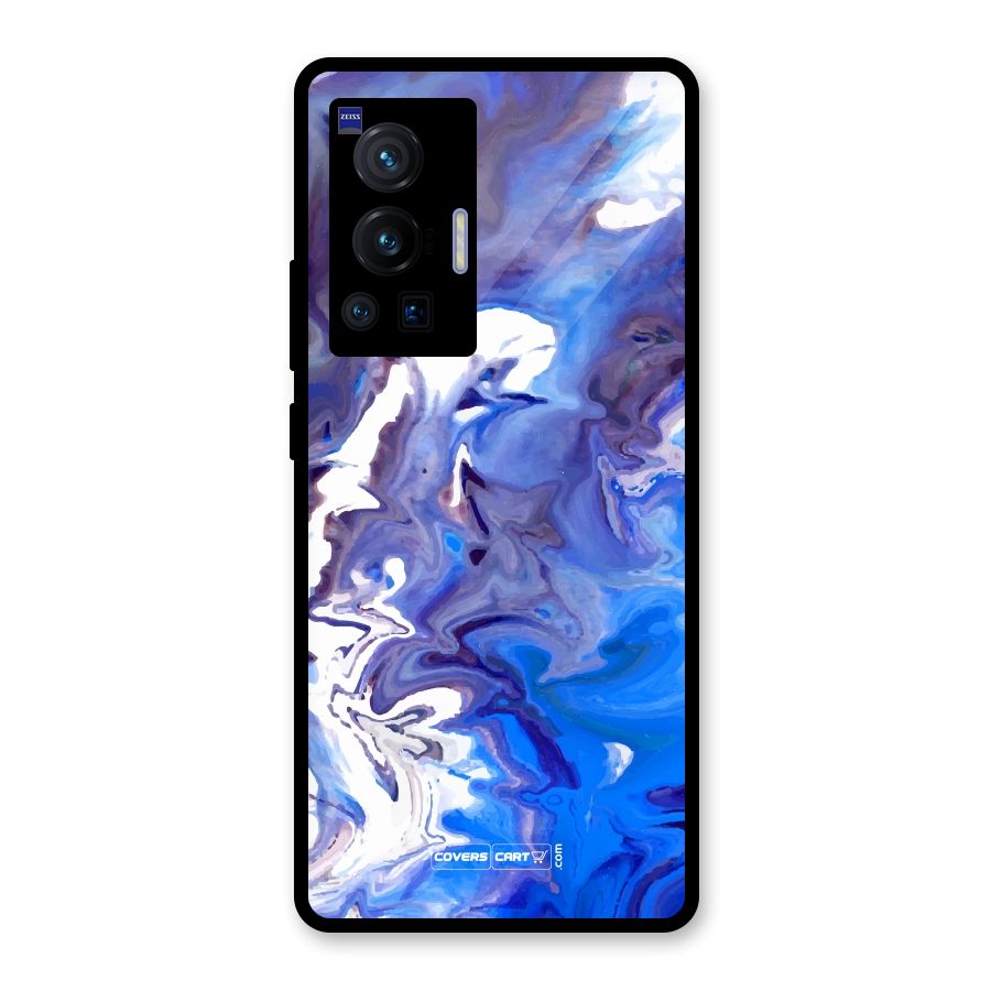 Cool Blue Marble Texture Glass Back Case for Vivo X70 Pro
