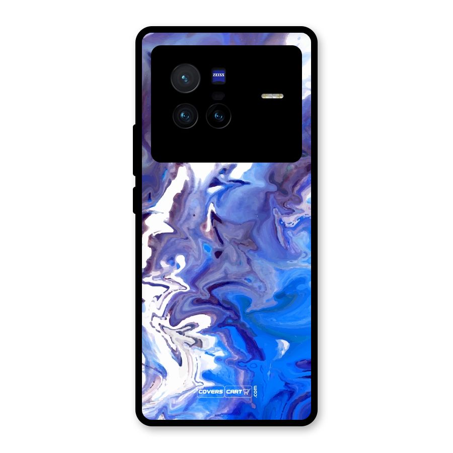 Cool Blue Marble Texture Glass Back Case for Vivo X80