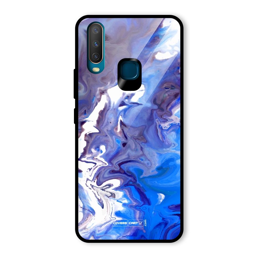 Cool Blue Marble Texture Glass Back Case for Vivo Y15