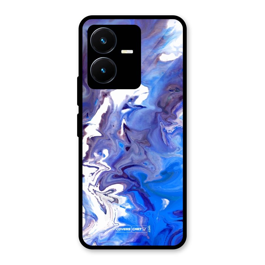 Cool Blue Marble Texture Glass Back Case for Vivo Y22