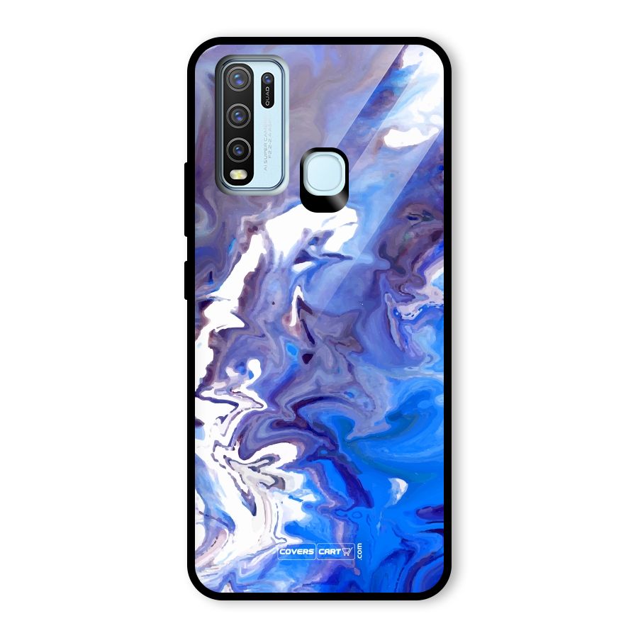 Cool Blue Marble Texture Glass Back Case for Vivo Y30