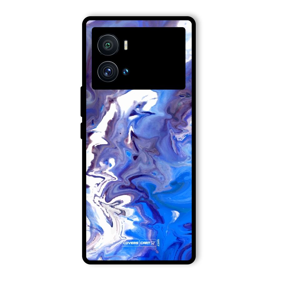 Cool Blue Marble Texture Glass Back Case for Vivo iQOO 9 Pro