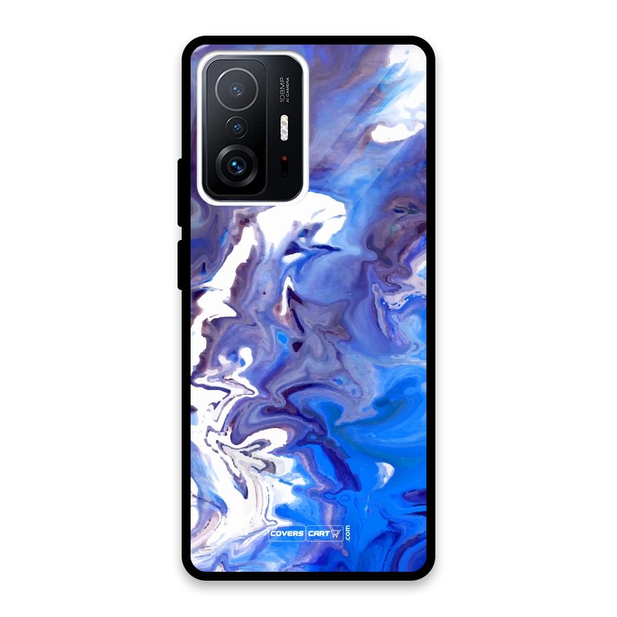 Cool Blue Marble Texture Glass Back Case for Xiaomi 11T Pro