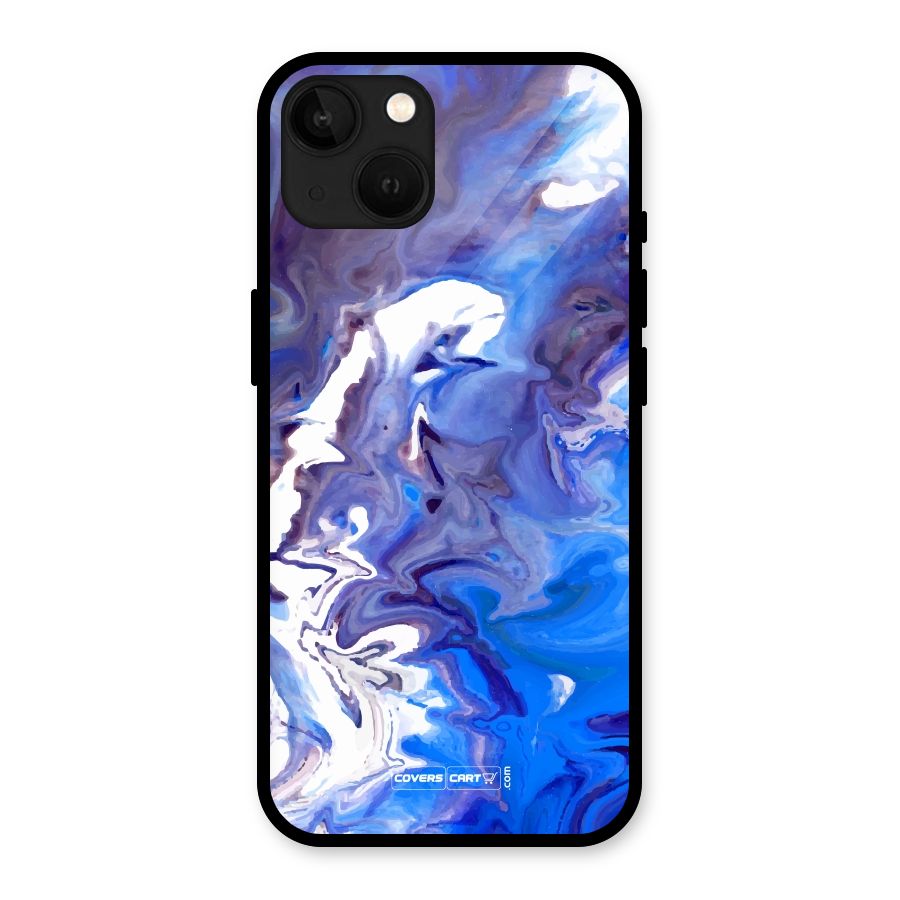 Cool Blue Marble Texture Glass Back Case for iPhone 13