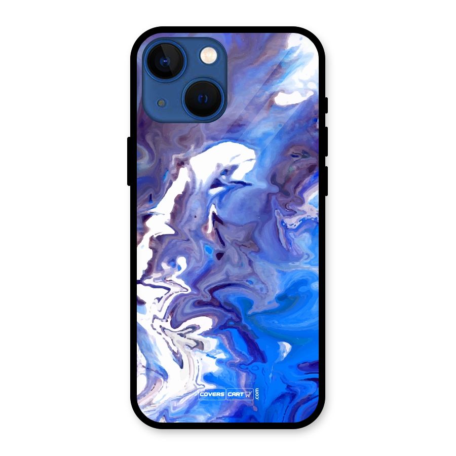 Cool Blue Marble Texture Glass Back Case for iPhone 13 Mini