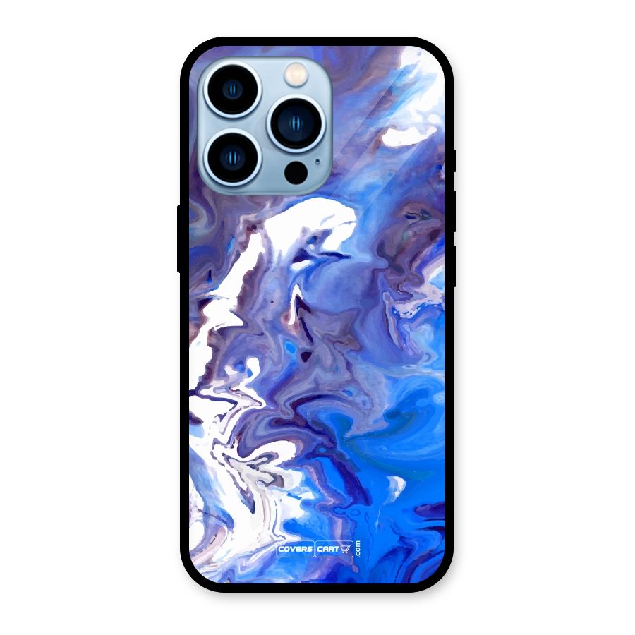 Cool Blue Marble Texture Glass Back Case for iPhone 13 Pro