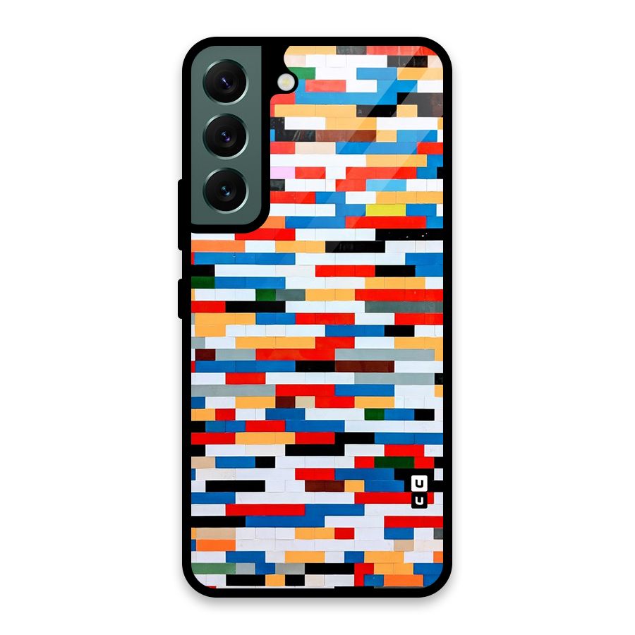Cool Colors Collage Pattern Art Glass Back Case for Galaxy S22 5G