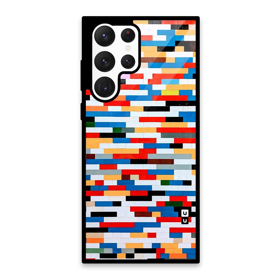 Cool Colors Collage Pattern Art Glass Back Case for Galaxy S22 Ultra 5G