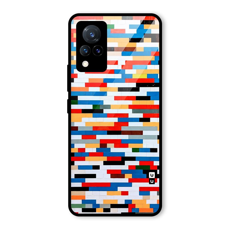 Cool Colors Collage Pattern Art Glass Back Case for Vivo V21 5G