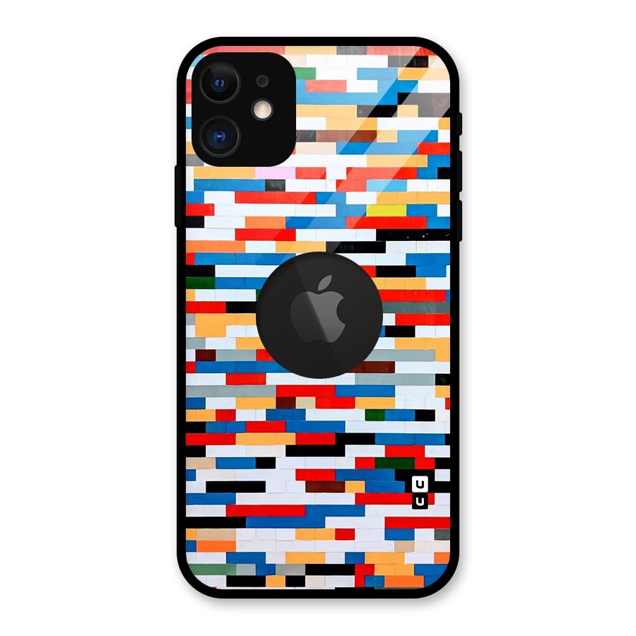 Cool Colors Collage Pattern Art Glass Back Case for iPhone 11 Logo Cut