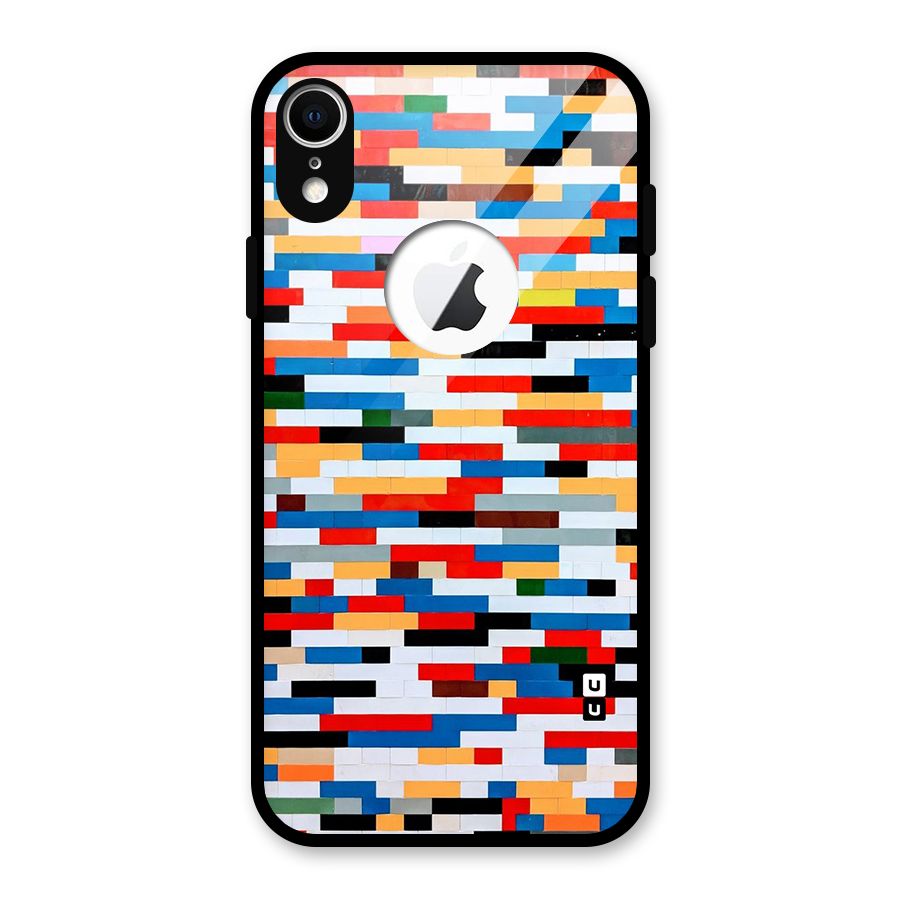 Cool Colors Collage Pattern Art Glass Back Case for iPhone XR Logo Cut