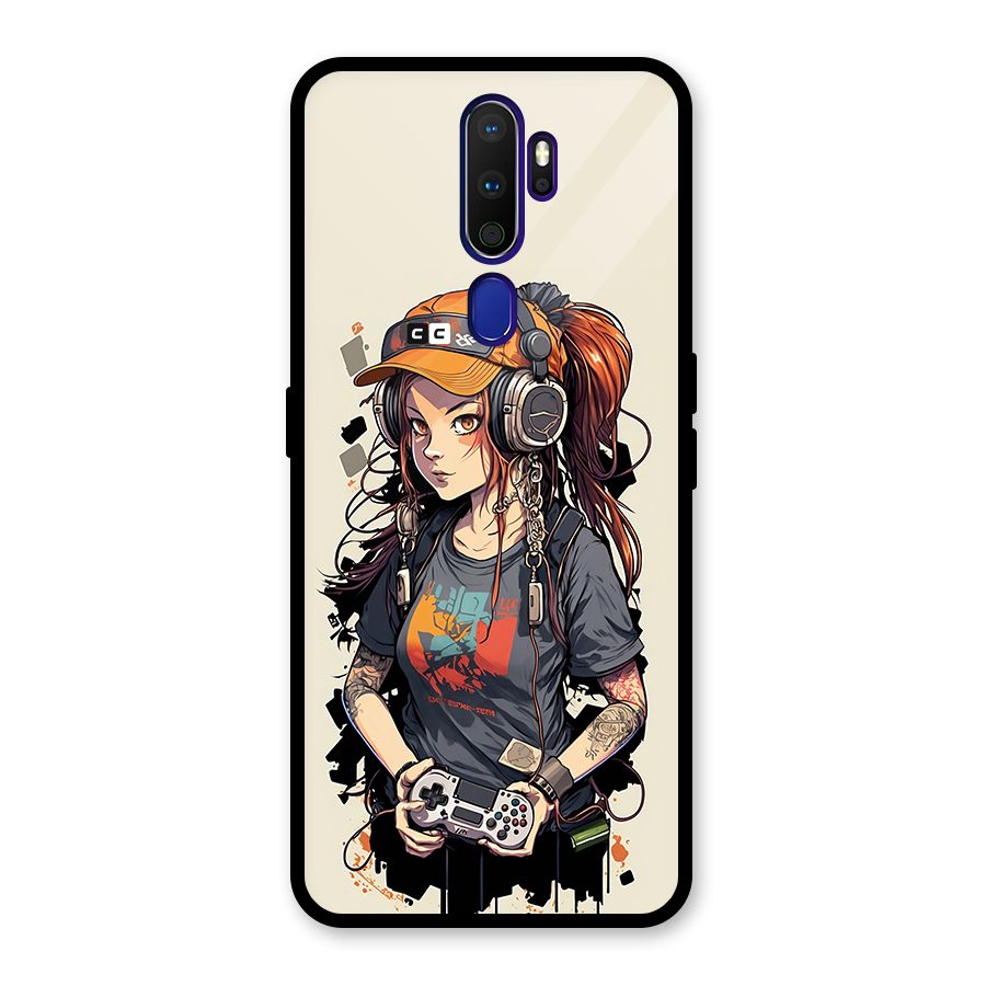 Cool Gamer Girl Glass Back Case for Oppo A9 (2020)