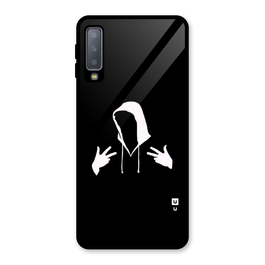 Cool Hoodie Silhouette Glass Back Case for Galaxy A7 (2018)