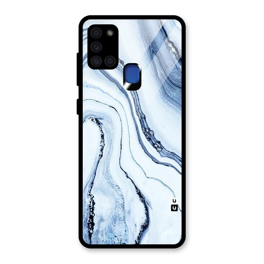 Cool Marble Style (Printed) Glass Back Case for Galaxy A21s