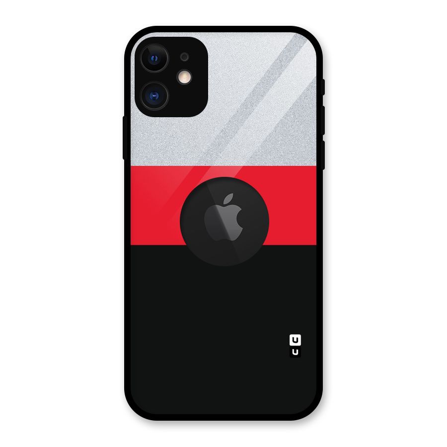 Cool Melange Stripe Glass Back Case for iPhone 11 Logo Cut