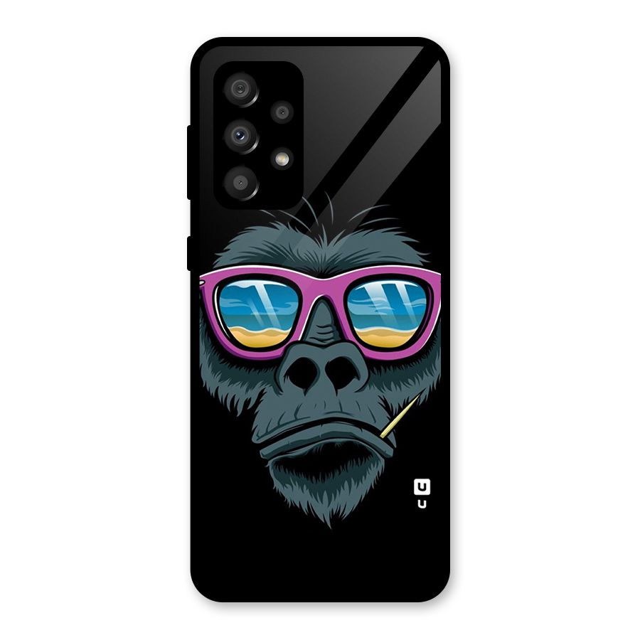 Cool Monkey Beach Sunglasses Glass Back Case for Galaxy A32