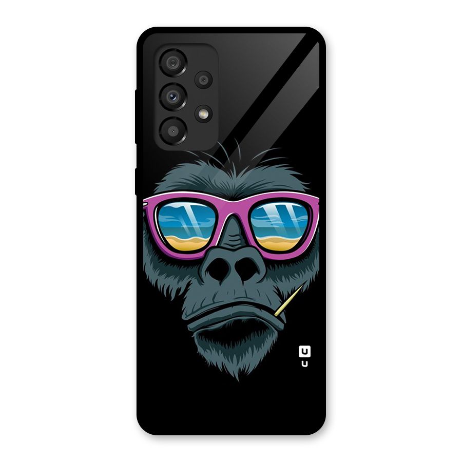 Cool Monkey Beach Sunglasses Glass Back Case for Galaxy A33 5G