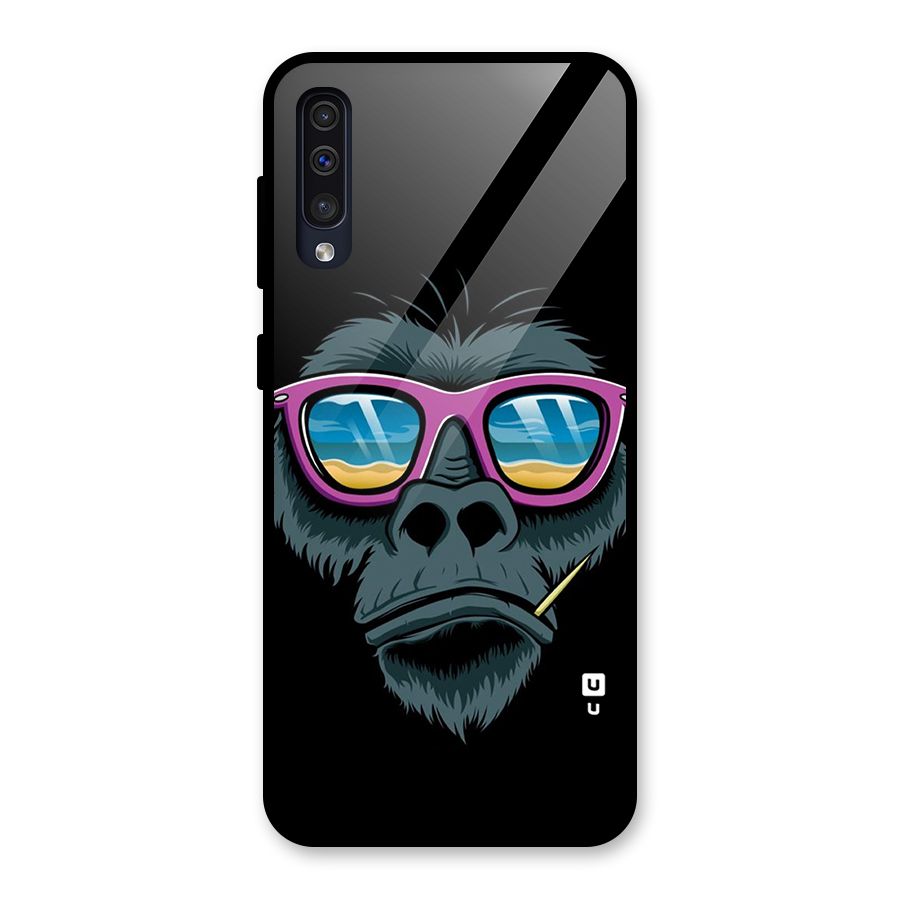 Cool Monkey Beach Sunglasses Glass Back Case for Galaxy A50s