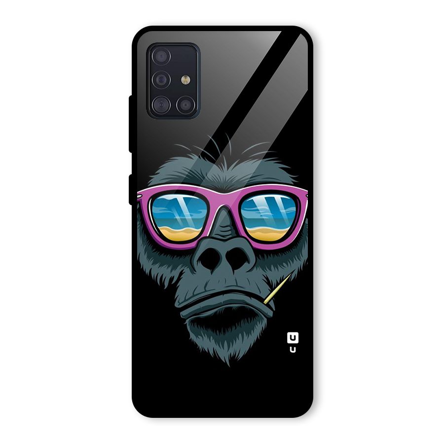 Cool Monkey Beach Sunglasses Glass Back Case for Galaxy A51