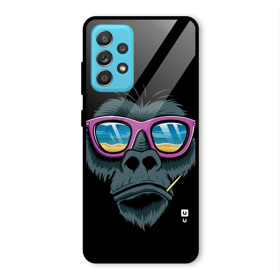 Cool Monkey Beach Sunglasses Glass Back Case for Galaxy A52