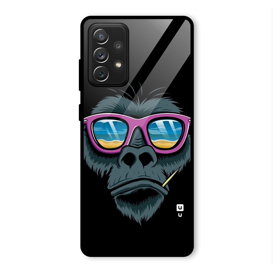 Cool Monkey Beach Sunglasses Glass Back Case for Galaxy A72