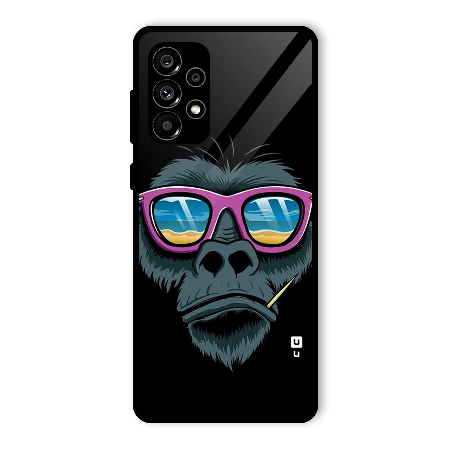 Cool Monkey Beach Sunglasses Glass Back Case for Galaxy A73 5G