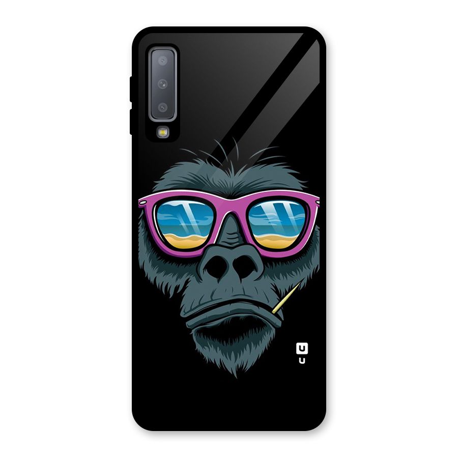 Cool Monkey Beach Sunglasses Glass Back Case for Galaxy A7 (2018)