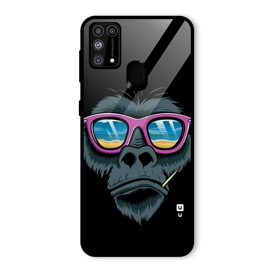 Cool Monkey Beach Sunglasses Glass Back Case for Galaxy F41