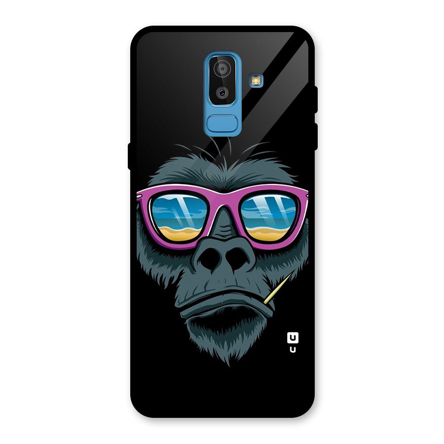 Cool Monkey Beach Sunglasses Glass Back Case for Galaxy J8