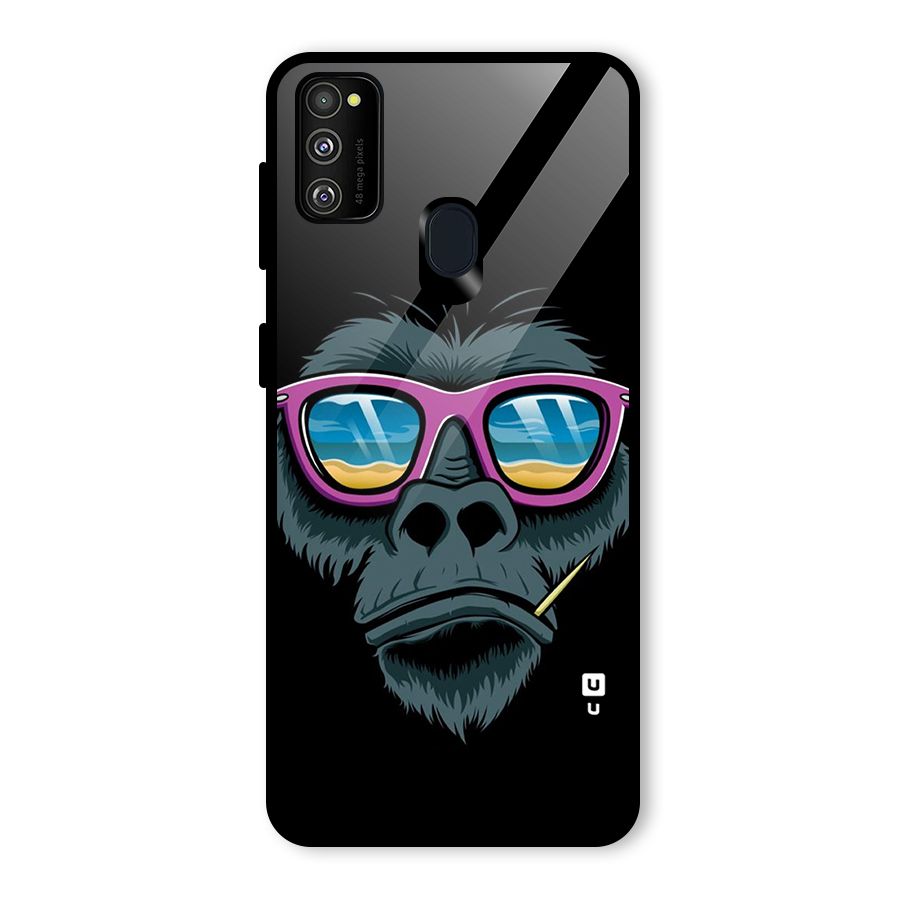 Cool Monkey Beach Sunglasses Glass Back Case for Galaxy M30s