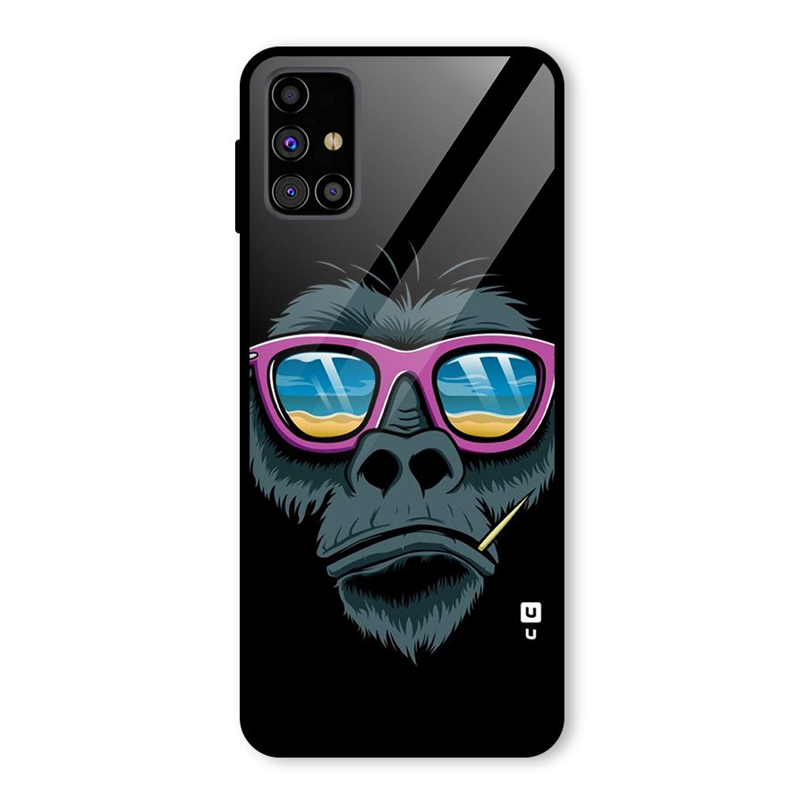 Cool Monkey Beach Sunglasses Glass Back Case for Galaxy M31s