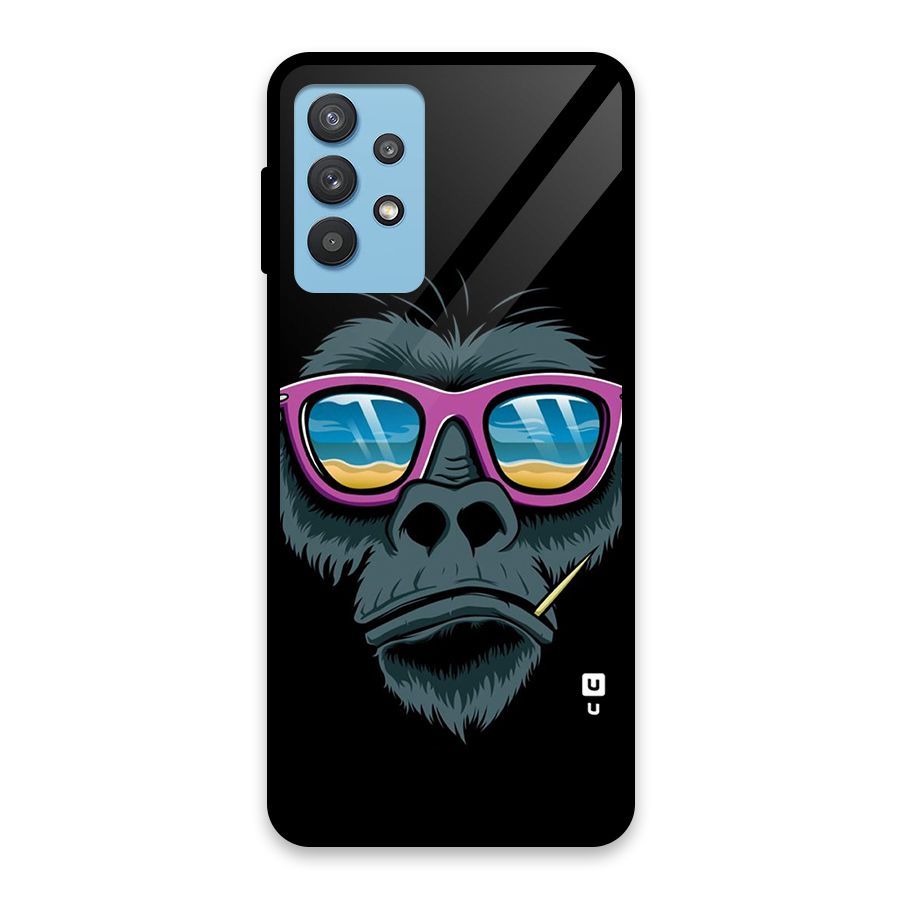 Cool Monkey Beach Sunglasses Glass Back Case for Galaxy M32 5G