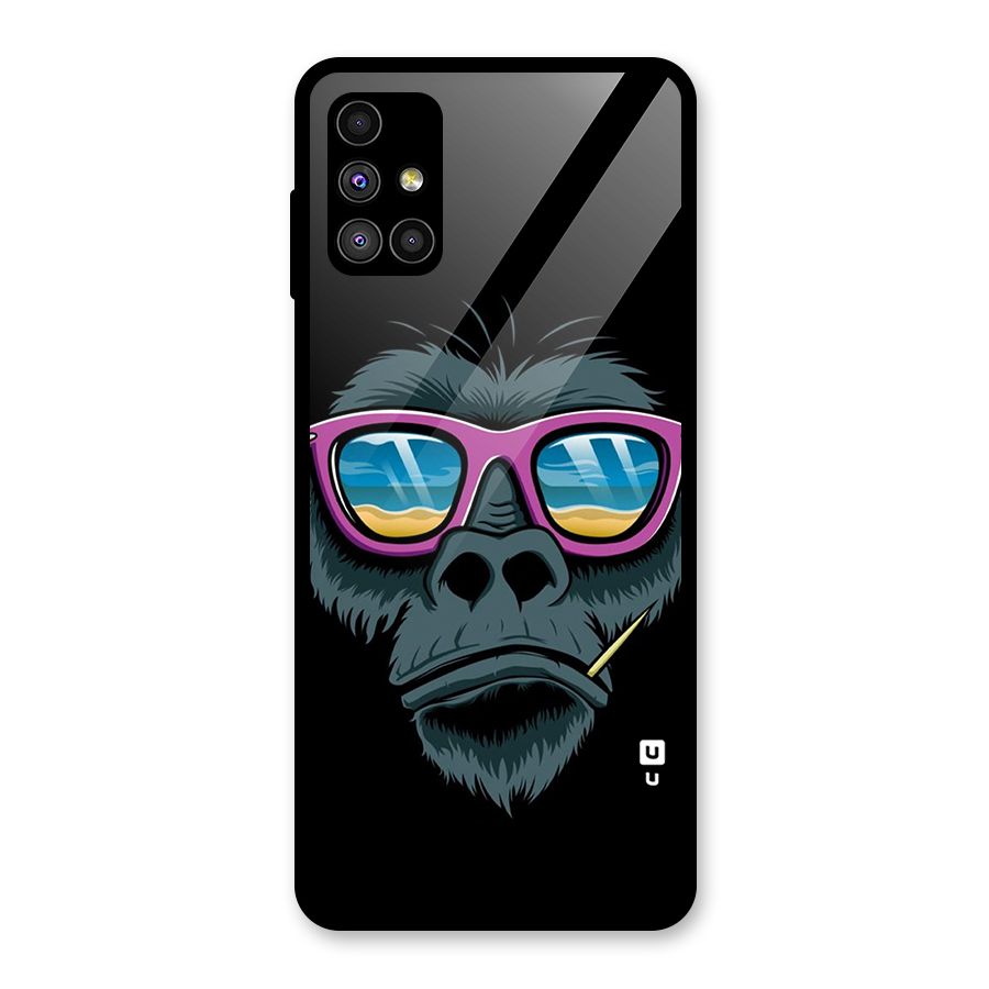 Cool Monkey Beach Sunglasses Glass Back Case for Galaxy M51