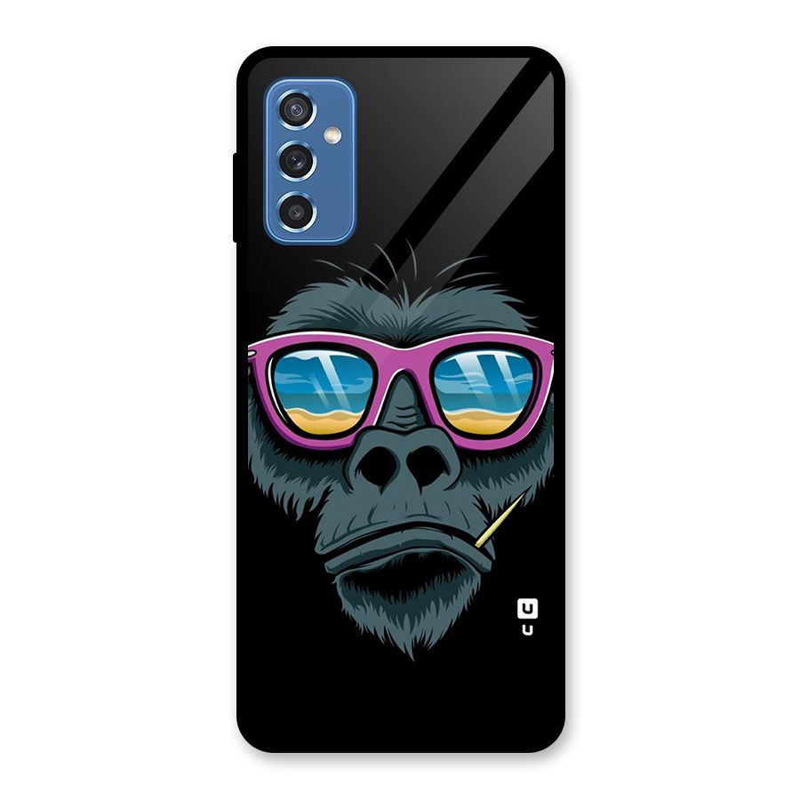 Cool Monkey Beach Sunglasses Glass Back Case for Galaxy M52 5G