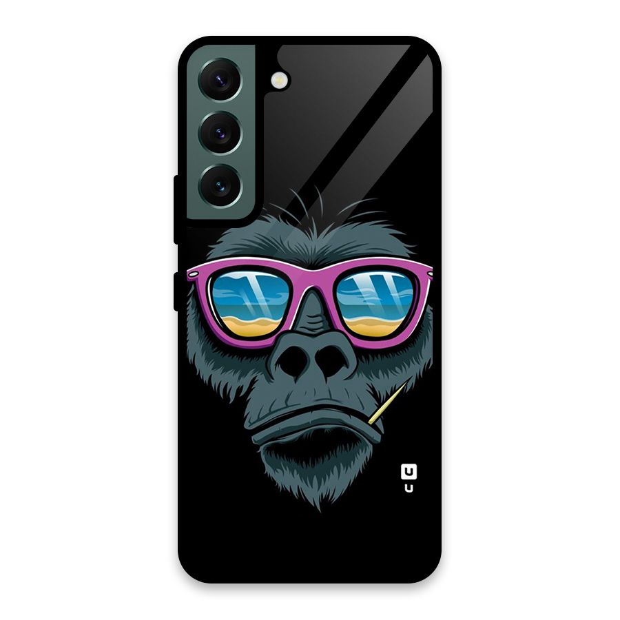 Cool Monkey Beach Sunglasses Glass Back Case for Galaxy S22 5G