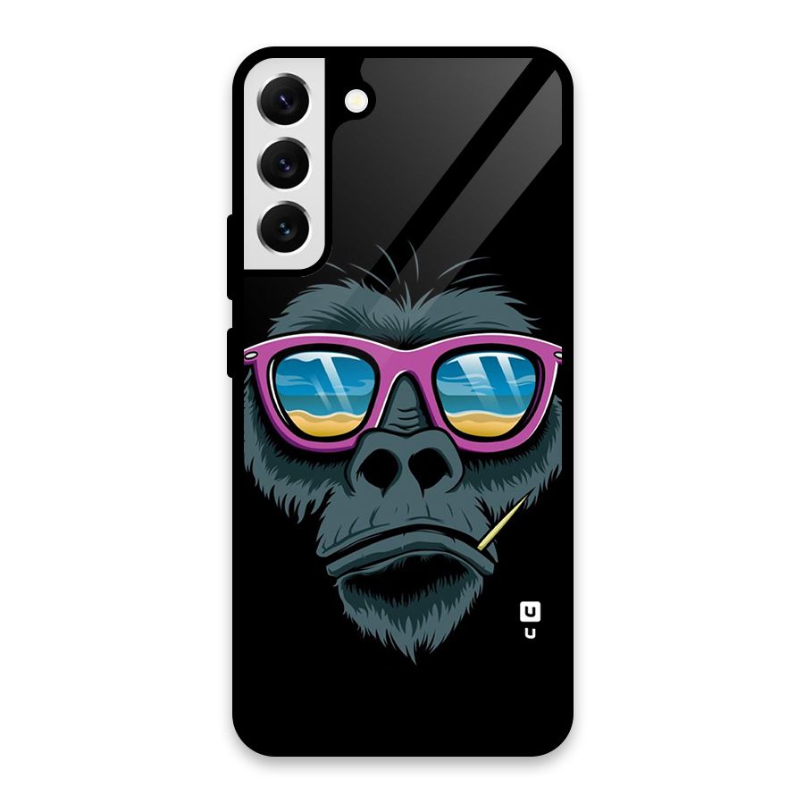 Cool Monkey Beach Sunglasses Glass Back Case for Galaxy S22 Plus 5G