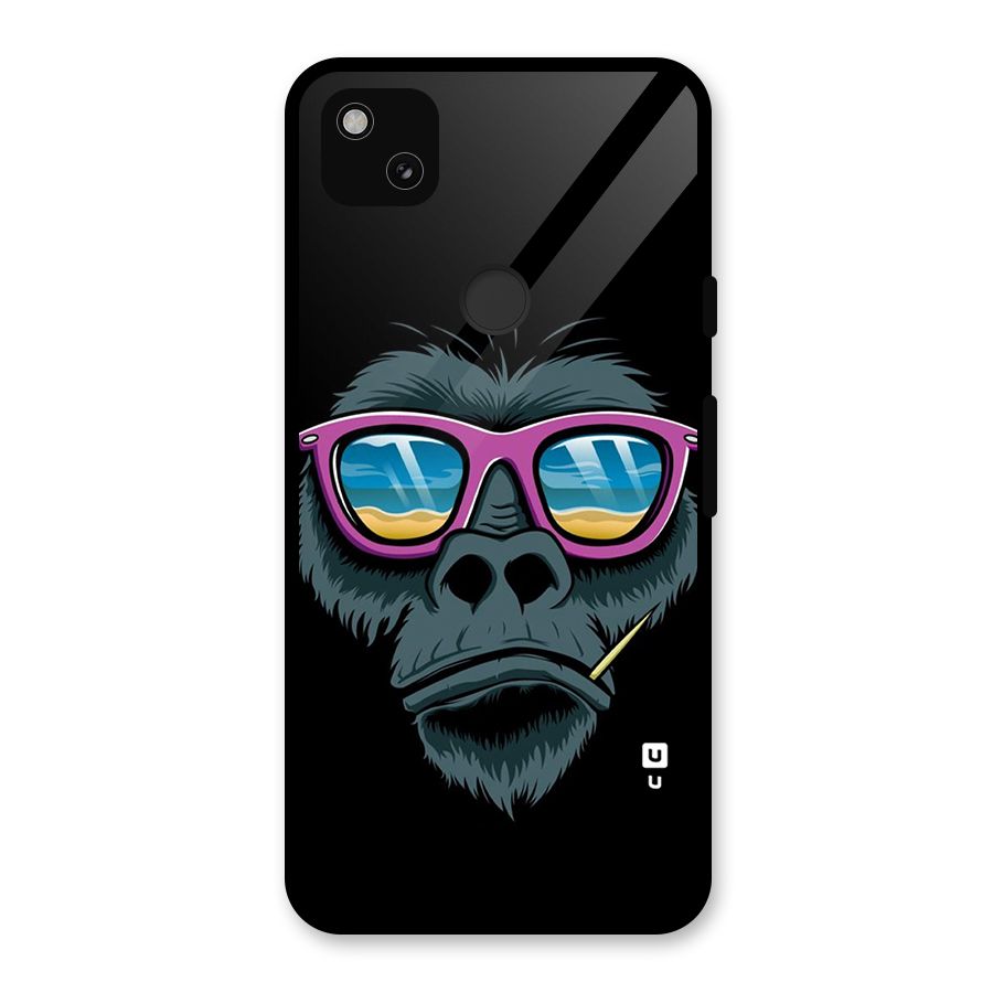 Cool Monkey Beach Sunglasses Glass Back Case for Google Pixel 4a